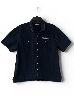 ENCHANTE Navy Short Sleeve Button Down Shirt